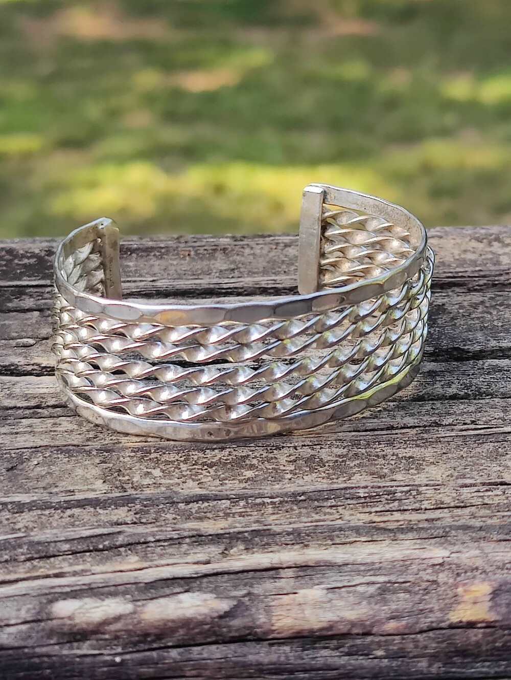 Wide Vintage Sterling Silver Cuff Bracelet - Picture 5 of 10